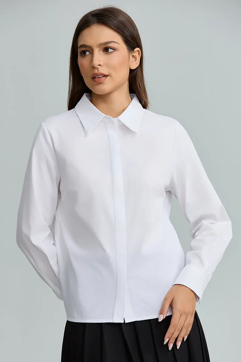 Cropped Collared Button Shirt