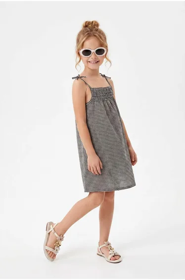 Black Midi Plain Woven Dress
