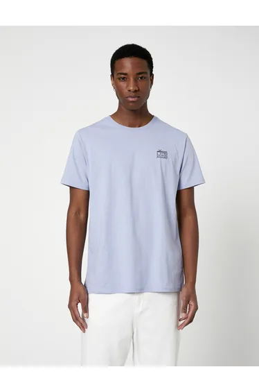 Slogan Embroidered T-Shirt Crew Neck Cotton Slim Fit