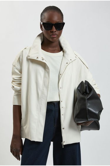 Faux Leather Relaxed Cocoon Jacket