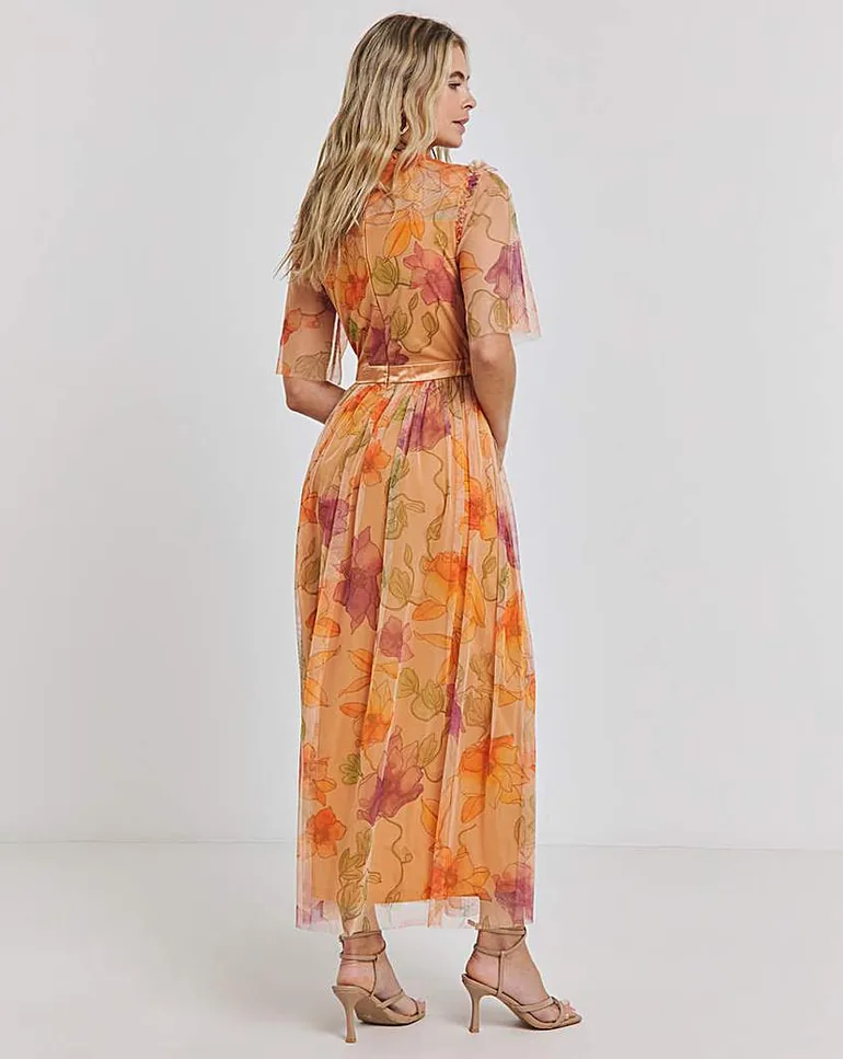joanna hope beaded dress A Line Deep V Neck Floral Applique Beaded Mini Dress – DUNTERY main image 1