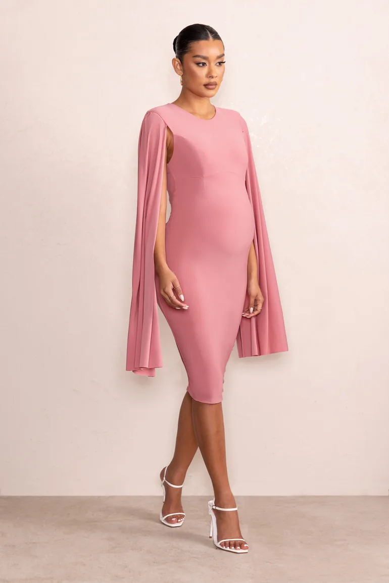 Pink Maternity Bodycon Midaxi Slip Dress - 1