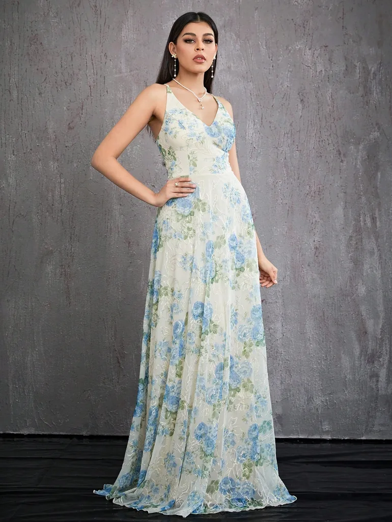 Leely Elegant V Neck Sleeveless Party Dress