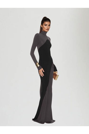Laurice High Neck Maxi Dress In Coffee