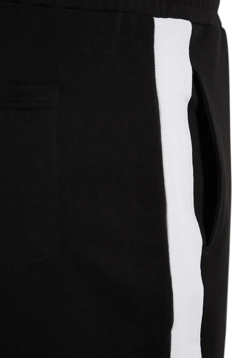 Black Men's Plus Size Regular/Regular Fit Color Block Detailed Shorts. - 6