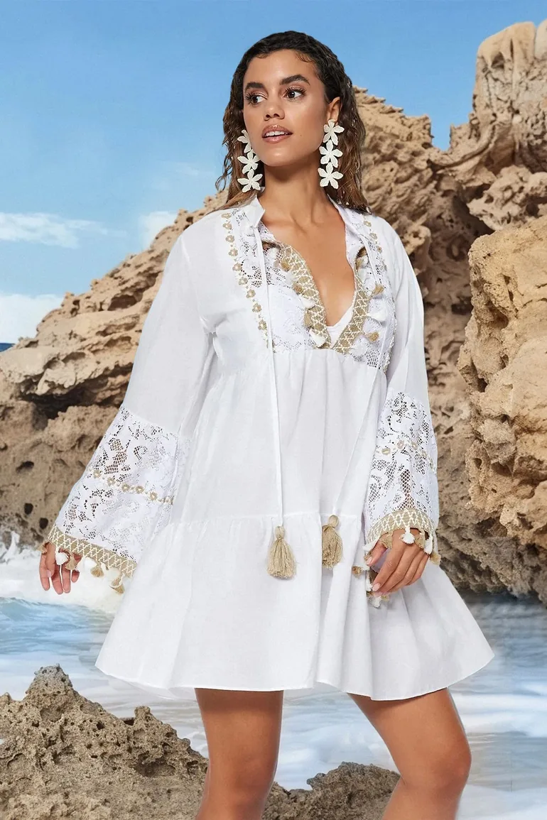 flowy sleeves with aline overall dress Nox Anabel T133 Backless Tiered Homecoming Dress Baby Pink / 4 main image 1