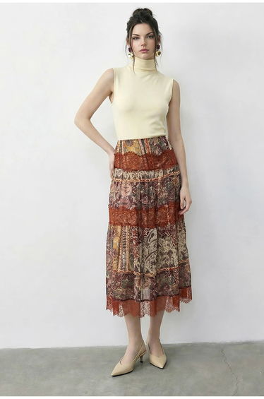 LUCCI High Waist Paisley Maxi Skirt