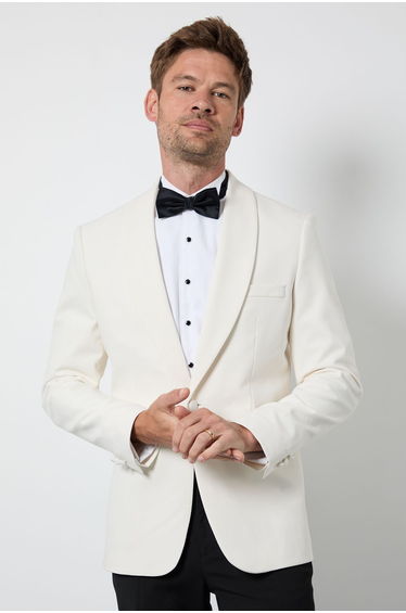 Ivory Shawl Collar Slim Fit Tuxedo Jacket