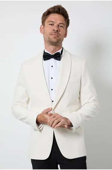 Ivory Shawl Collar Slim Fit Tuxedo Jacket