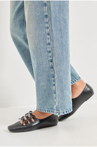 Darielle Faux Leather Multi Bow Ballet Pumps