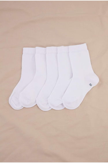 White Boy's 5-Piece Striped Detailed Socks