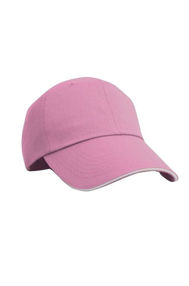 Result Unisex Herringbone Contrast Colour Sandwich Peak Baseball Cap - Pink/White