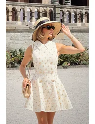 Little Star | Cream Embellished Boucle Tailored Mini Dress - 2
