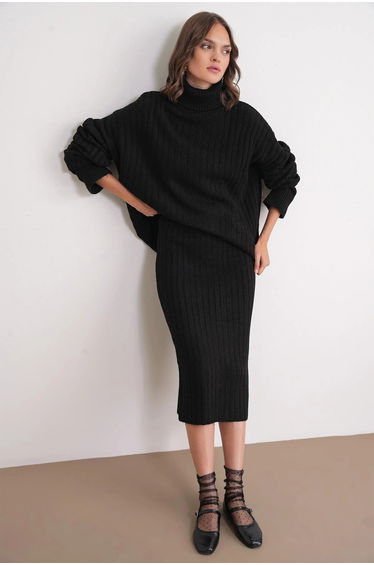 MIXRAY High Waist Ribbed Knit Skirt