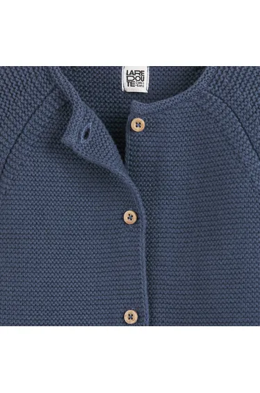 Cotton Garter Stitch Cardigan with Button Fastening