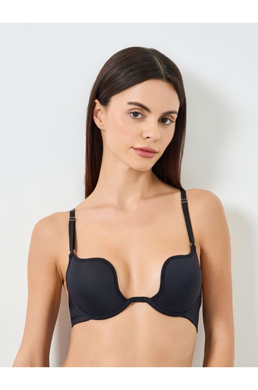 Black Solid Padded Wired Bra