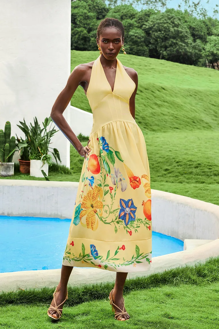 Armande Floral V-Neck Backless Dress