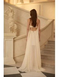 Anneli Biege Mullet Chiffon Midi Dress - 2