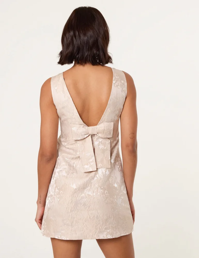 Luxe Jacquard Bow Back Dress - 6