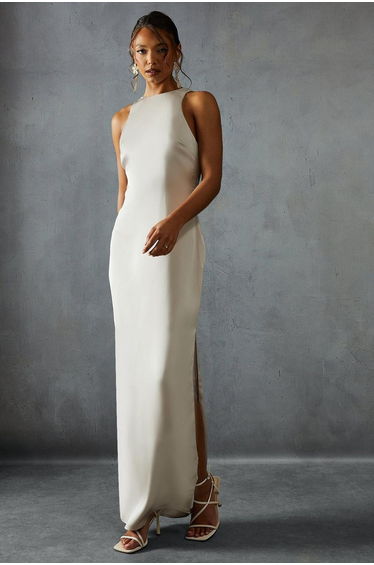 Premium Satin Racer Open Back Bridesmaid Dress