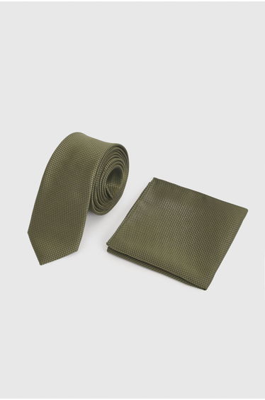 Olive Textured Tie and Pocket Square