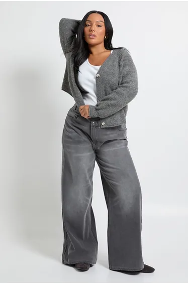 Plus Asymmetric Waistband Jean - grey