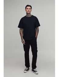 Tall Essential Slim Fit Pleat Front Chino - black