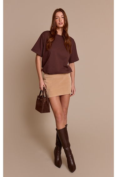 Sand Faux Suede Mini Skirt