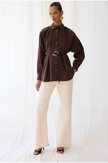 POPLIN SHIRT WITH GOLD BUTTONS