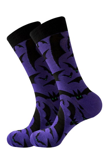 Bats Mid-Calf Socks in Purple