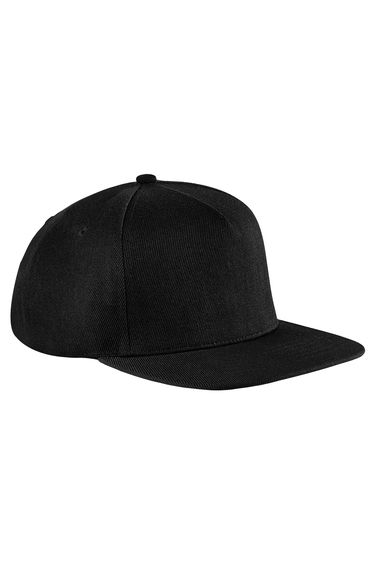 Beechfield Unisex Original Flat Peak Snapback Cap - Black/Black