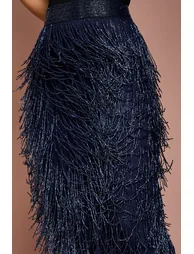 Fringe Embellished Midi Skirt - 3