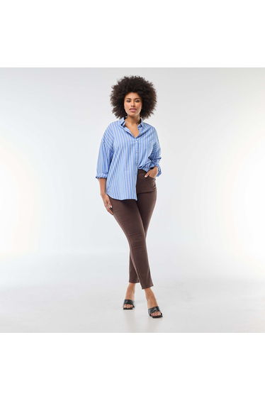 High-rise skinny trousers BROWN