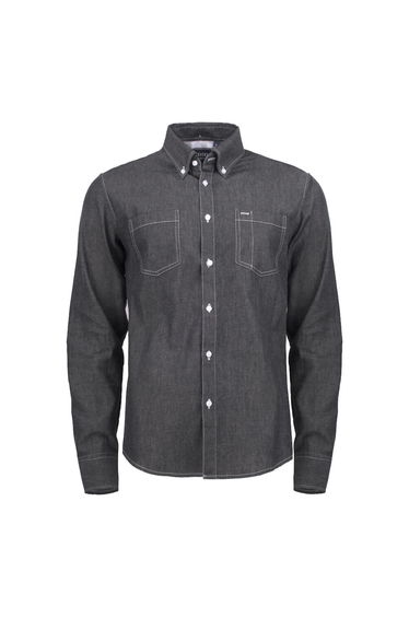 James Harvest Mens Jupiter Denim Look Shirt - Black Denim