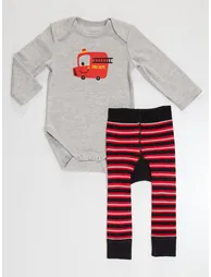 Firefighter Baby Boy Bodysuit Tights-Pants Set - 5