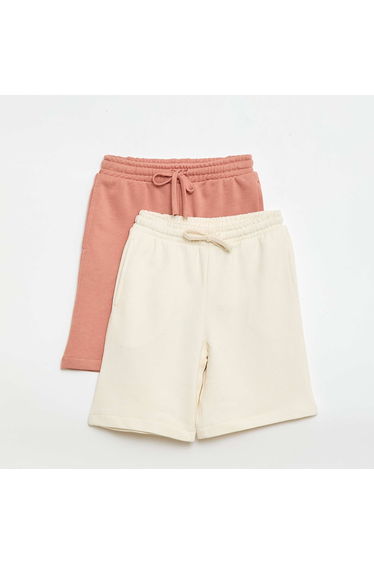 2-Pack of Plain Cotton Shorts BEIGE