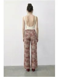 LUCCI High Waist Paisley Print Straight Leg Denim Pants - 4