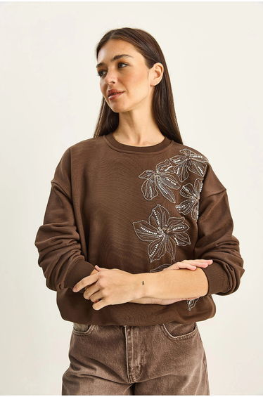 LUCCI Striped Crew Neck Relaxed Fit Sweatshirt