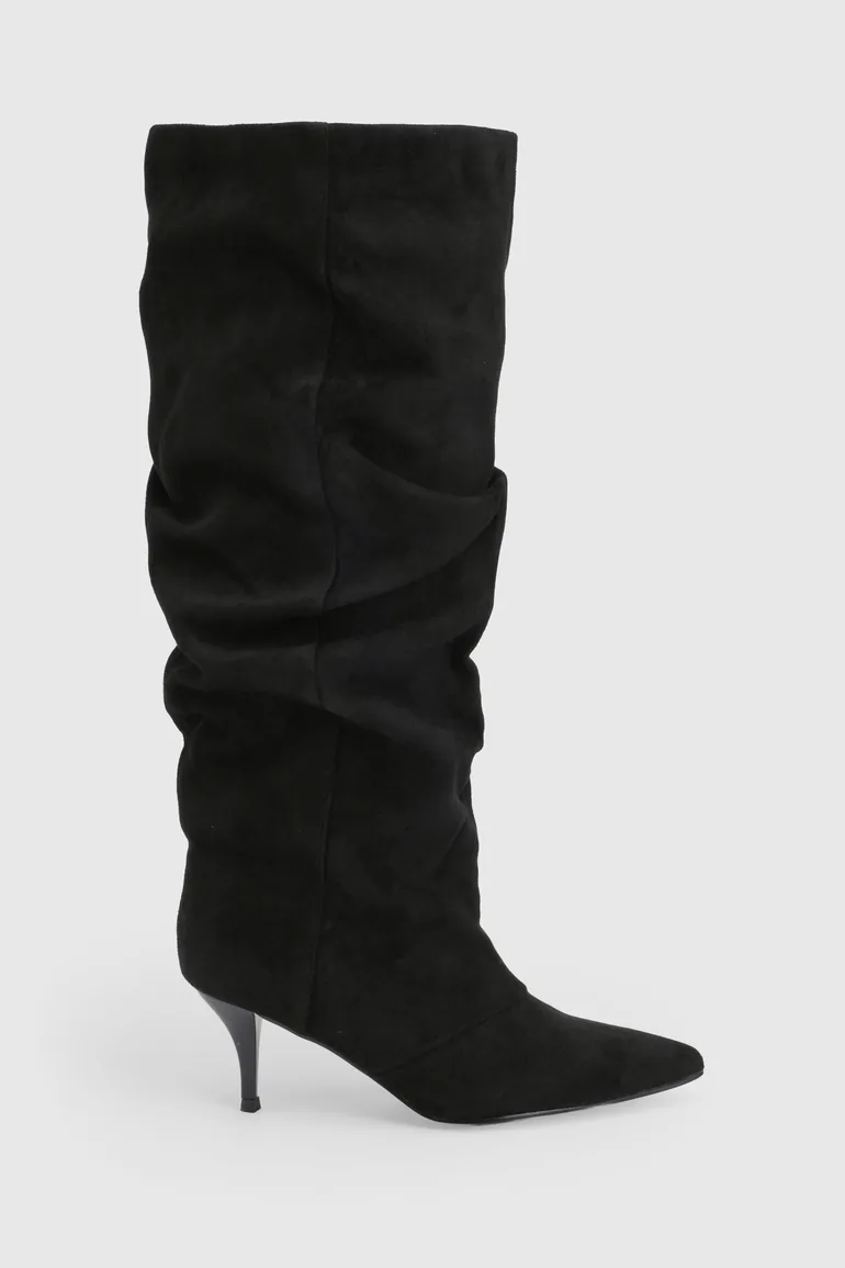 Slouchy Column Knee High Boots - black - 3