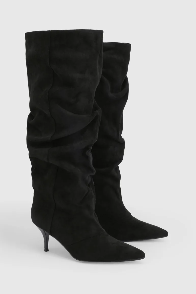 Slouchy Column Knee High Boots - black - 2