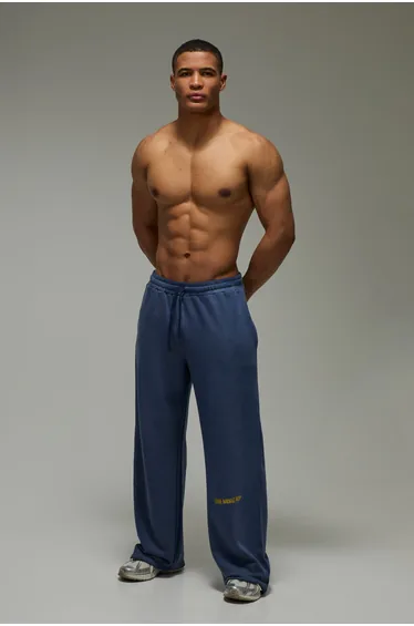 One More Rep Washed Wide Leg Jogger - navy