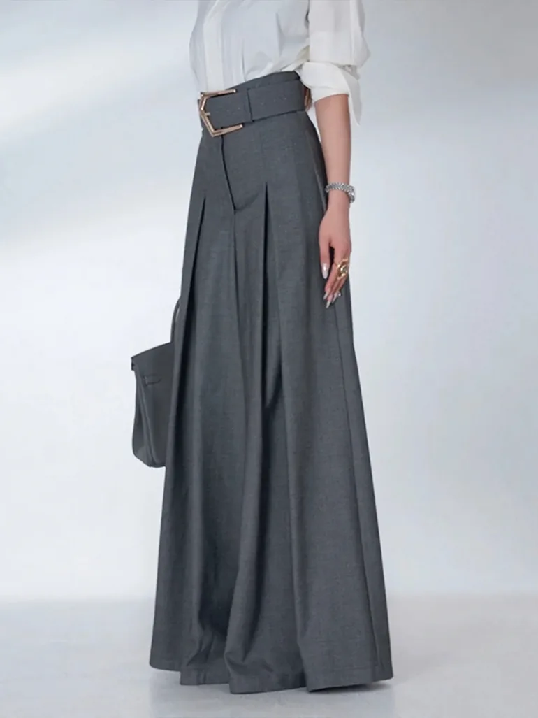 Loose Wide Leg Solid Color Casual Pants Bottoms Trousers - 1