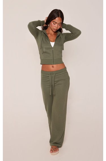 Sage Khaki Low Rise Fitted Joggers