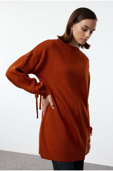 Cinnamon Sleeves Knitted Detailed Knitwear Sweater