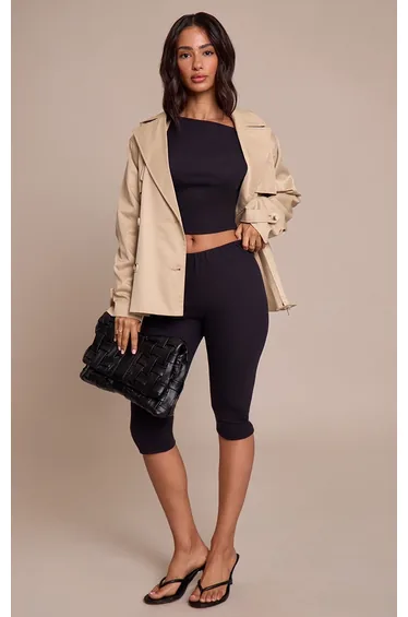 Petite Black Fitted Capri Trousers