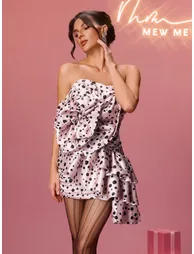 Nythera Strapless Flower Dot Ruffle Mini Dress - 4