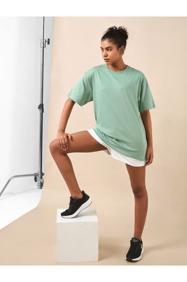 Women Green Lounge Oversized T-Shirt
