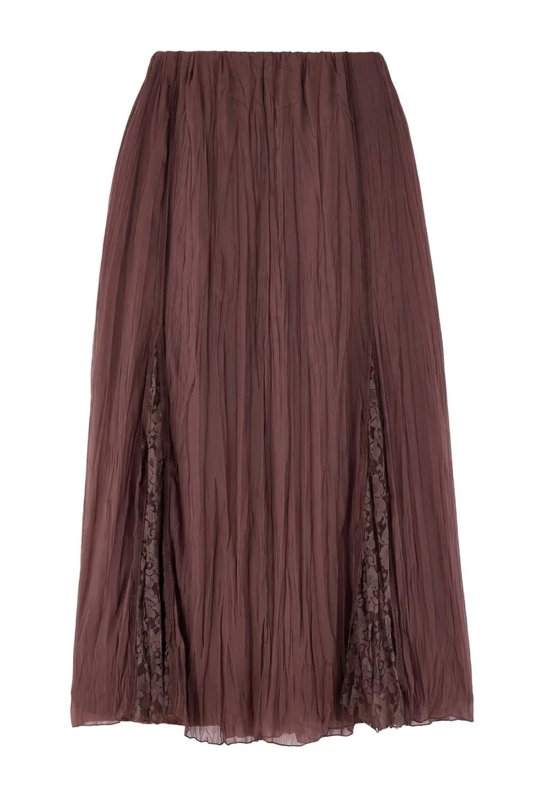 Brown Woven Large Size Skirt - 4