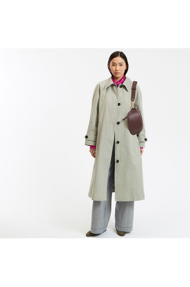 Signatures Maurice Long Trench Coat with Button Fastening