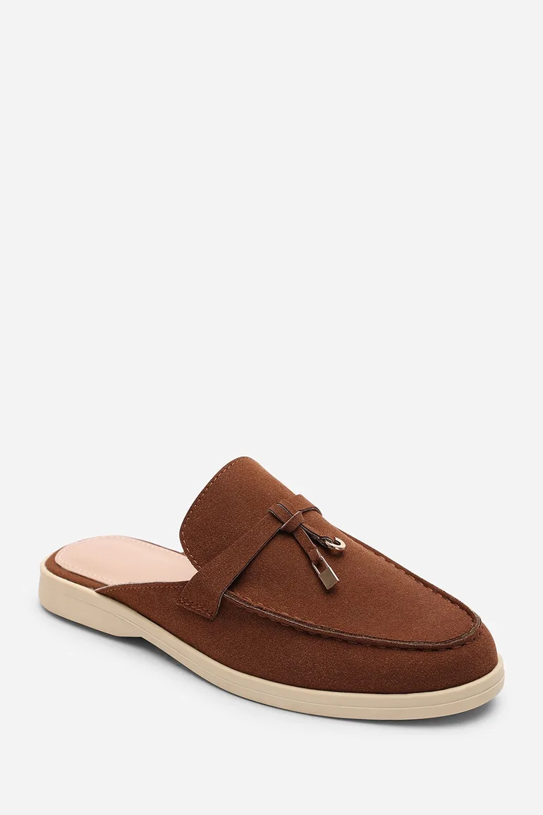 Twilight Flat Slip On Loafer With Tassel Detail In Brown - 3